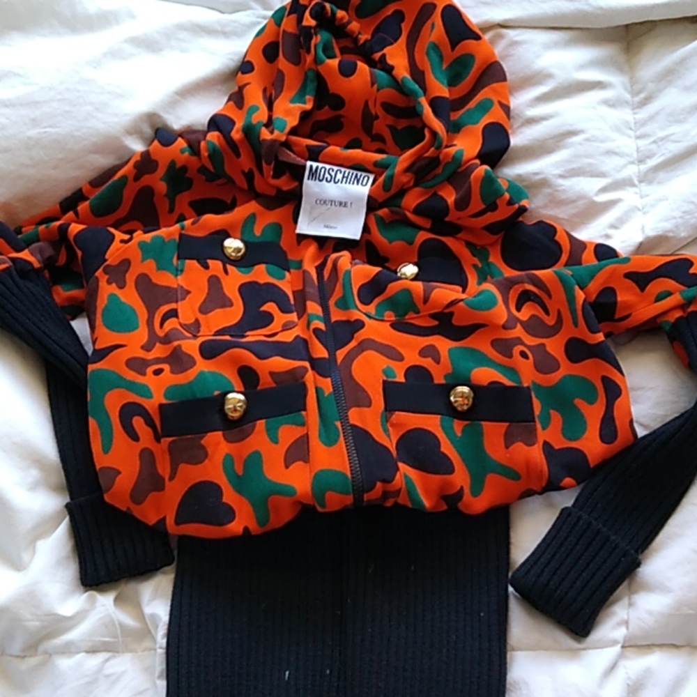 Moschino Couture orange camo runway size s/m